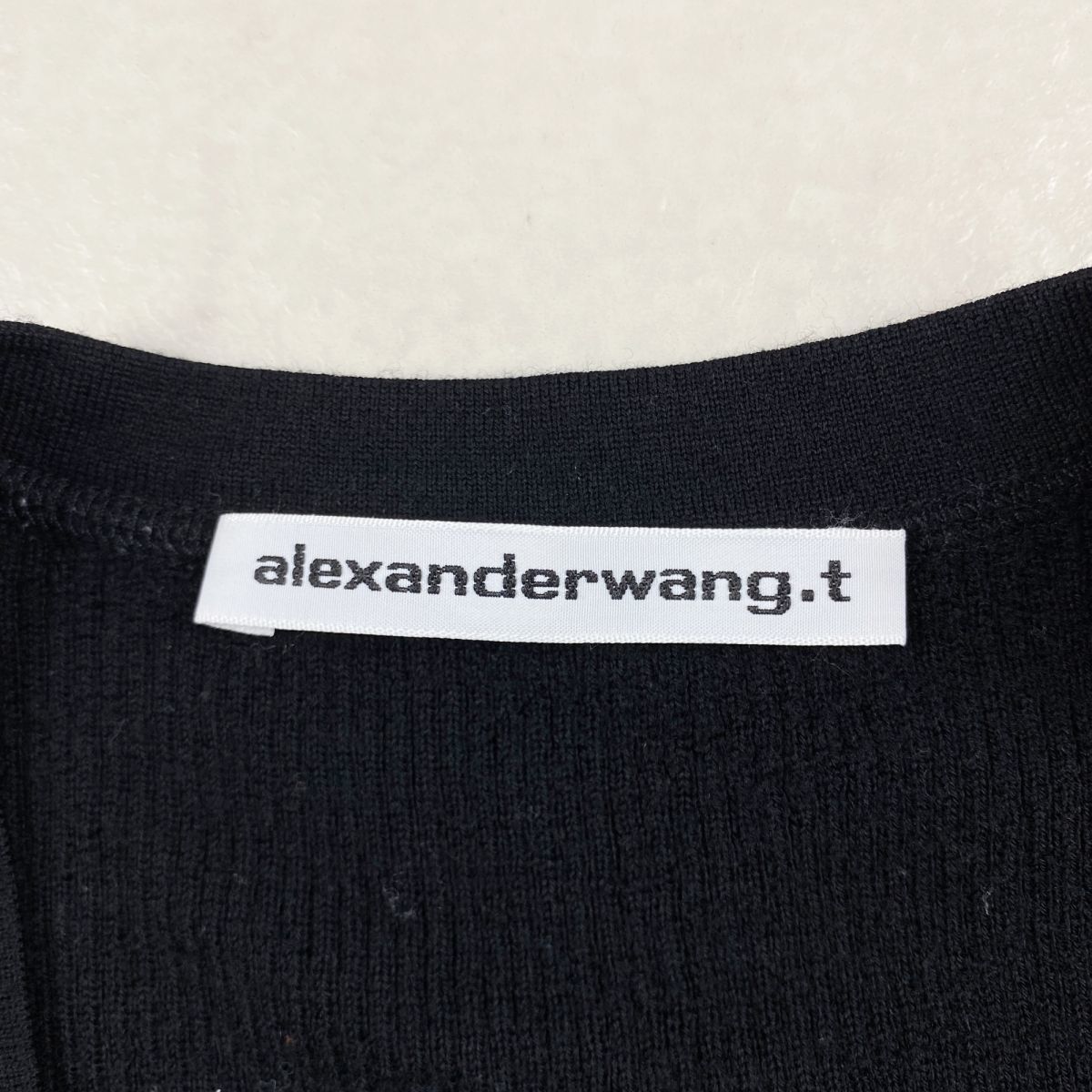  beautiful goods alexanderwang Alexander one g rib knitted V neck long sleeve cut and sewn tops lady's black black size M*GC297