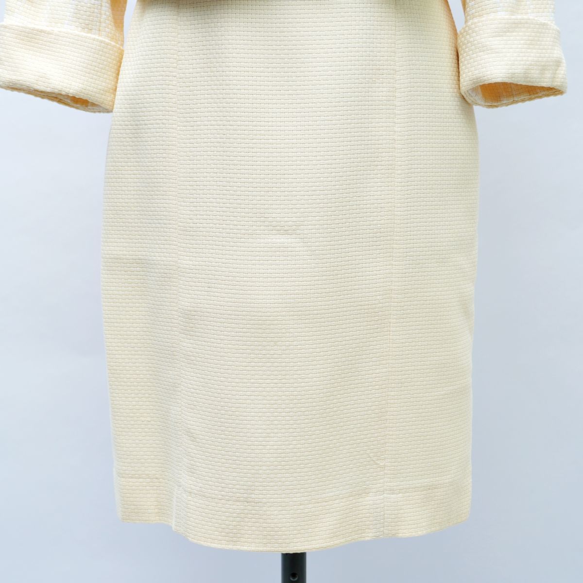 Courreges クレージュ セットアップ スーツ ワンピース 総裏 編み込みデザイン ベージュ サイズ9AR*GC1362の画像3