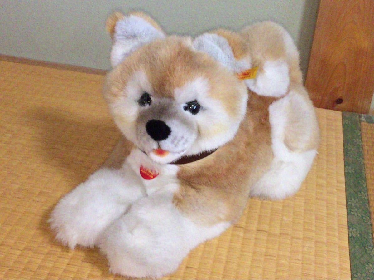 ヤフオク Steiff シュタイフ 秋田犬 ぬいぐるみ レア ビン