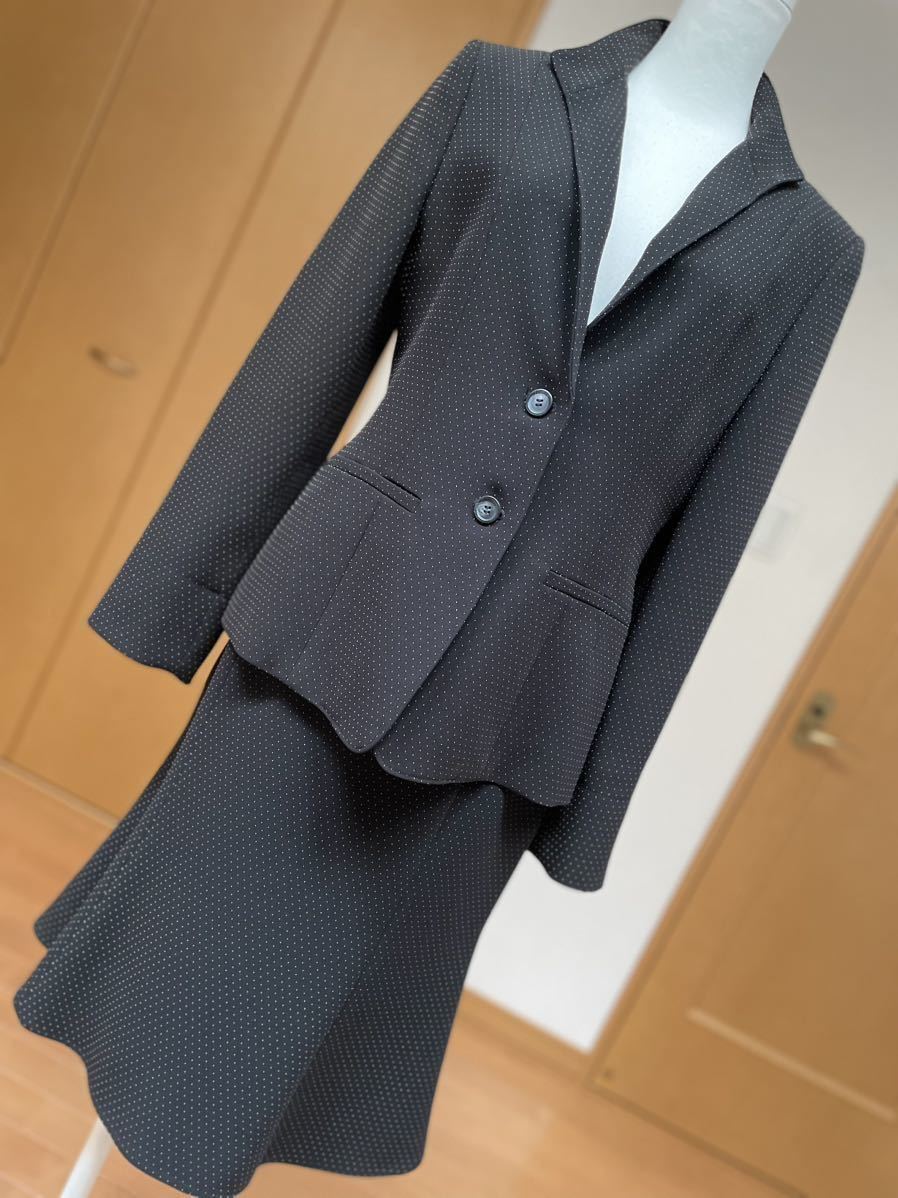 TALBOTS 黒ドットスカートスーツ美品　上下サイズ違い(上M大/下SM相当) ブラック/上質/タルボッツ/入園/卒園/入学/卒業/日本製_画像1