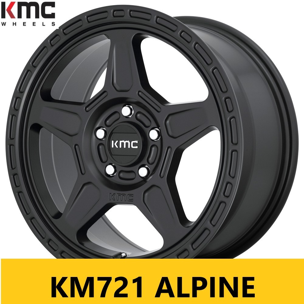 USオフ系! 取付ボルト ハブリング TPMS移植用バルブ付 KMC KM721 ALPINE 7.5J×16in IS30 110 サテンブラック JEEP レネゲード に