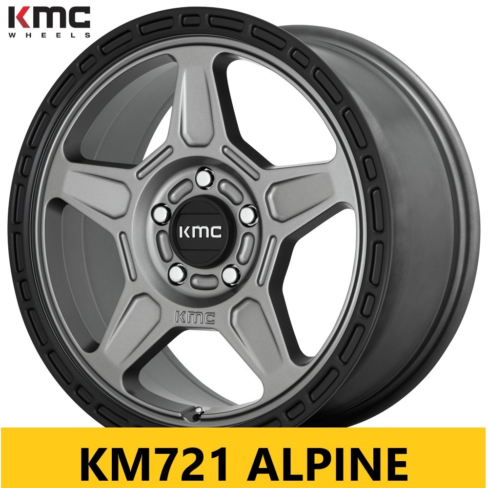 USオフ系! サテングレ― 安心の取付ナット付 KMC KM721 ALPINE 7.5J×16in IS30 114.3 新品4本 デリカ D5 RAV4 アウトランダー に