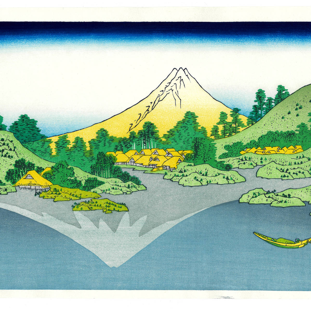 額装 　葛飾北斎　i 　木版画　 冨嶽三十六景 # 甲州三坂水面 　  自宅に届いて直ぐに飾れる、やはり北斎は凄い!!