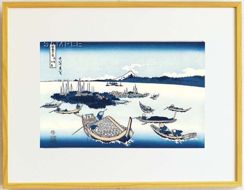 額装 葛飾北斎 (Katsushika Hokusai) 木版画 冨嶽三十六景 #16 武陽佃