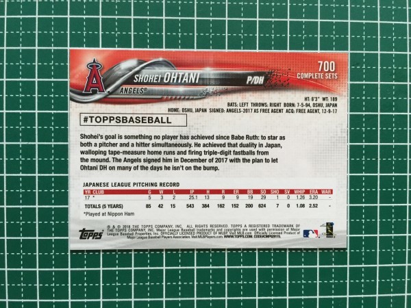 即決のみ！★TOPPS MLB 2018 COMPLETE FACTORY SET #700 大谷翔平【ロサンゼルス・エンゼルス】フォトバリエーション ルーキー RC 18★_画像2