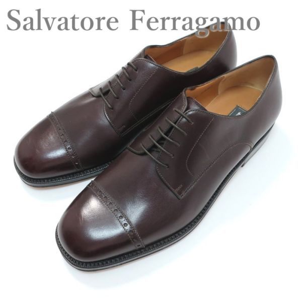未使用 サルヴァトーレフェラガモ Salvatore Ferragamo トラメッツァ/革靴/紳士靴/イタリア製 バーガンディ 7　1/2　EE（5059)bdbjj
