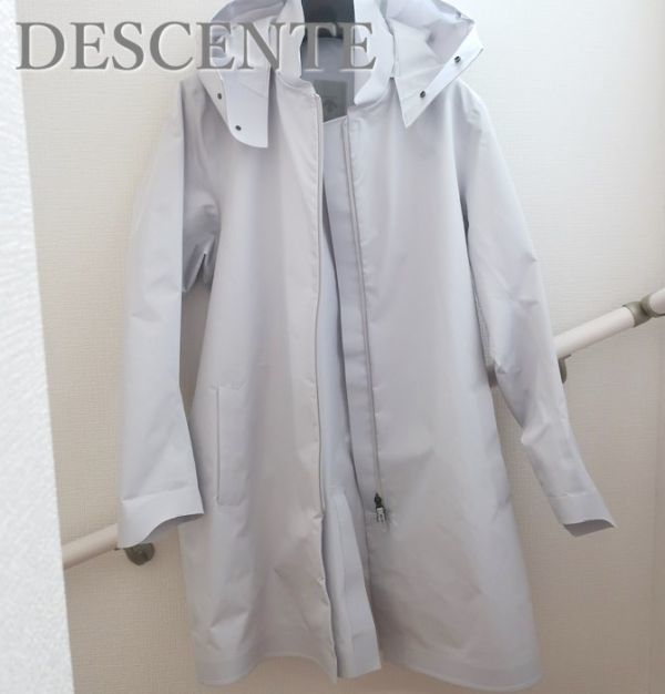 極美品 デサント DESCENTE ドリズルレインコート / H2OFF DRIZZLE DWR COAT/ ライトグレー L（5017)ibcb