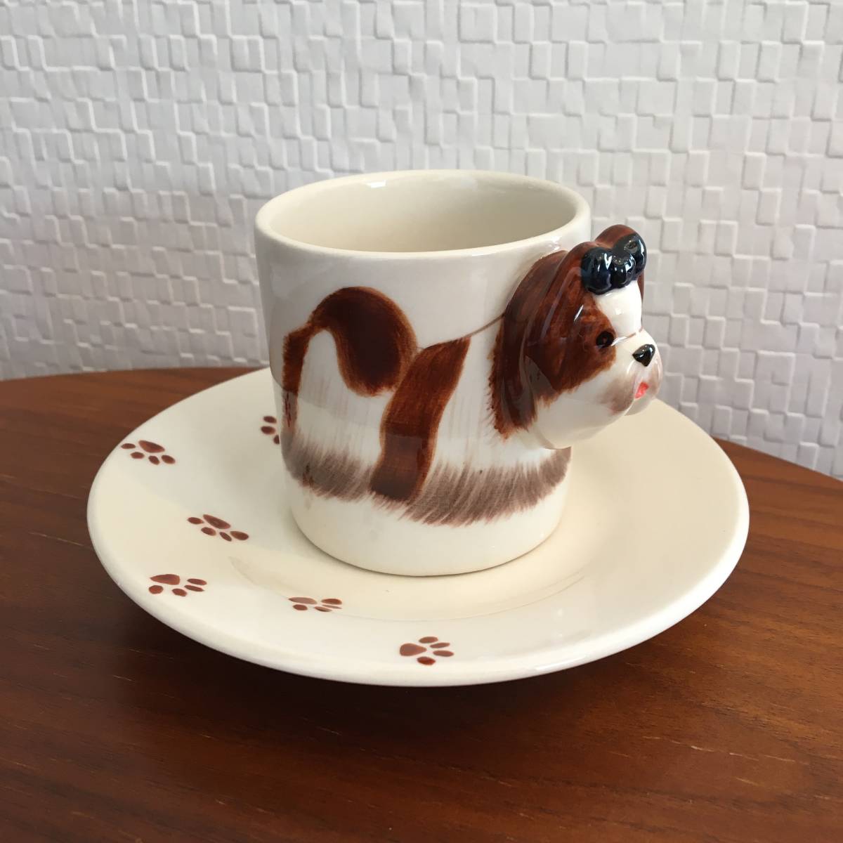  She's -l cup & saucer set animal 3D solid collection hand made gift ceramics dog coffee CUP Espresso ( new goods )( prompt decision )