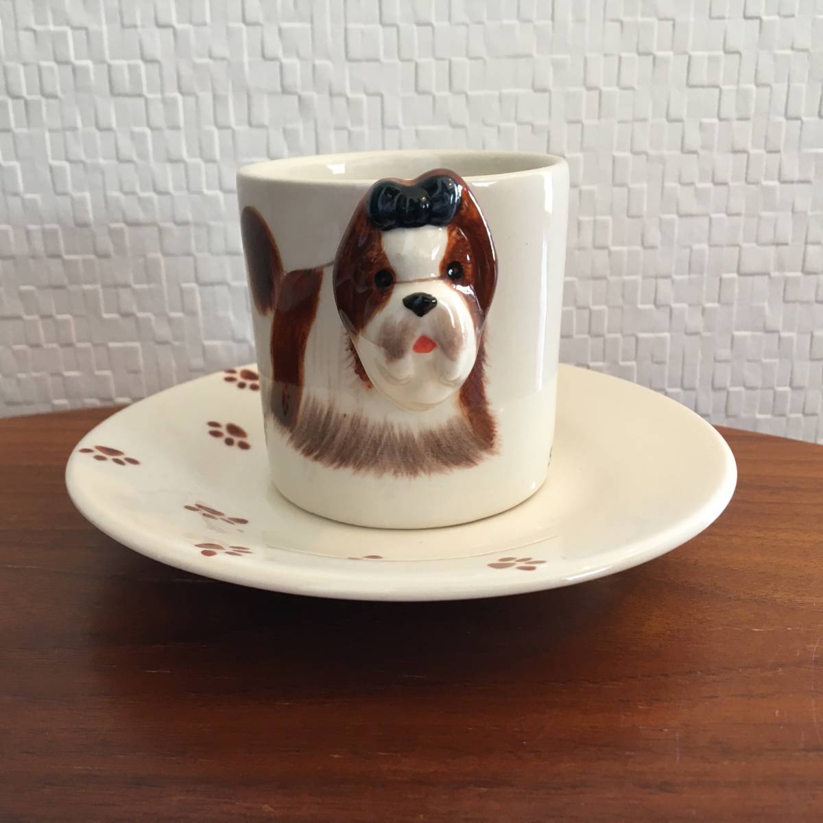  She's -l cup & saucer set animal 3D solid collection hand made gift ceramics dog coffee CUP Espresso ( new goods )( prompt decision )