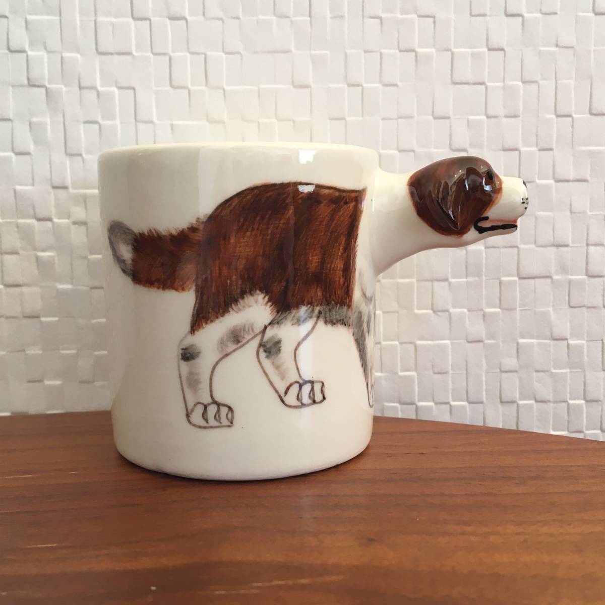  St. Bernard l cup & saucer set animal 3D solid collection hand made dog gift .. ceramics coffee CUP ( new goods )( prompt decision )