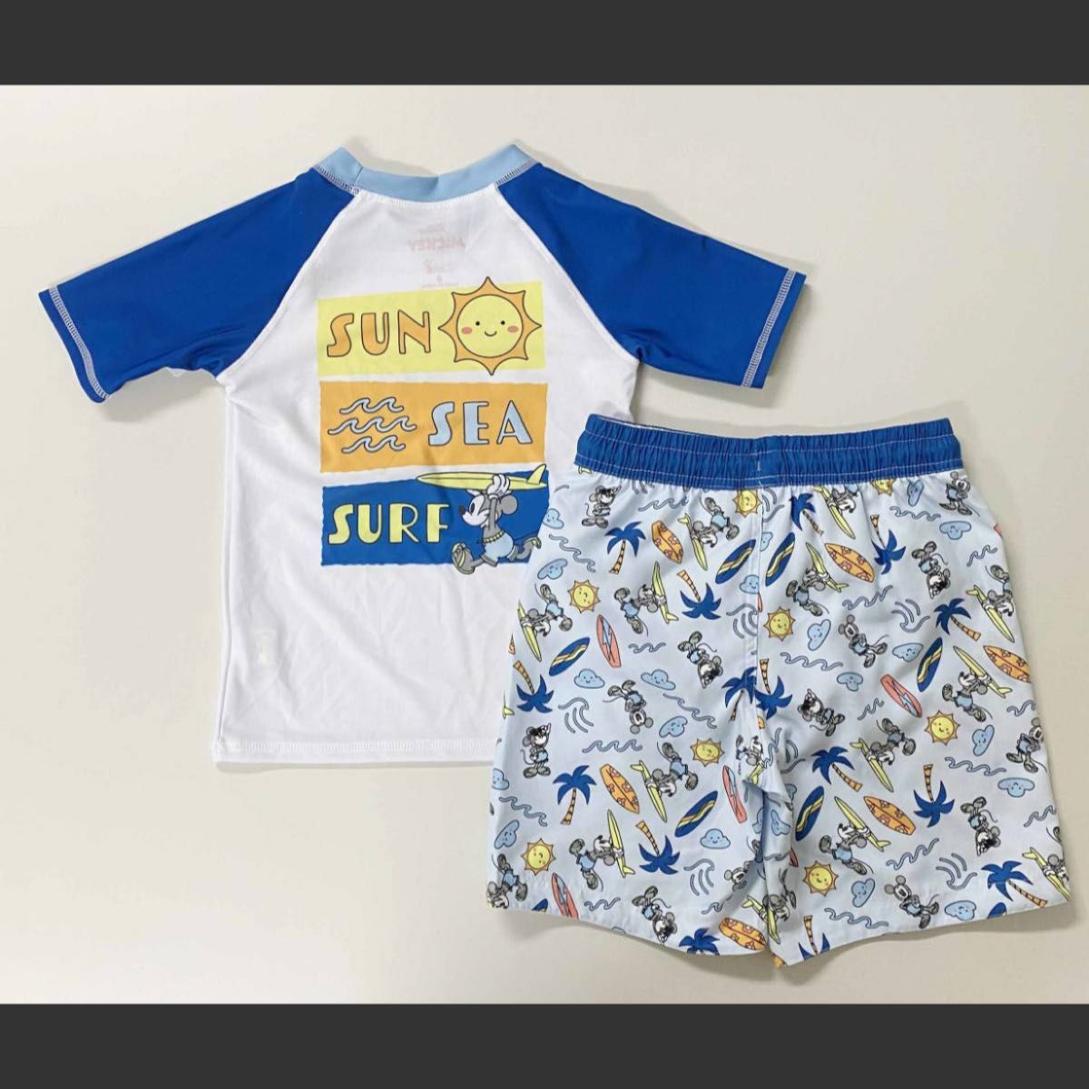 新品 コストコ ディズニー ミッキー ボーイズ 水着 半袖 ラッシュガード セット スイムウェア 子供 男の子 UV ハーフパンツ