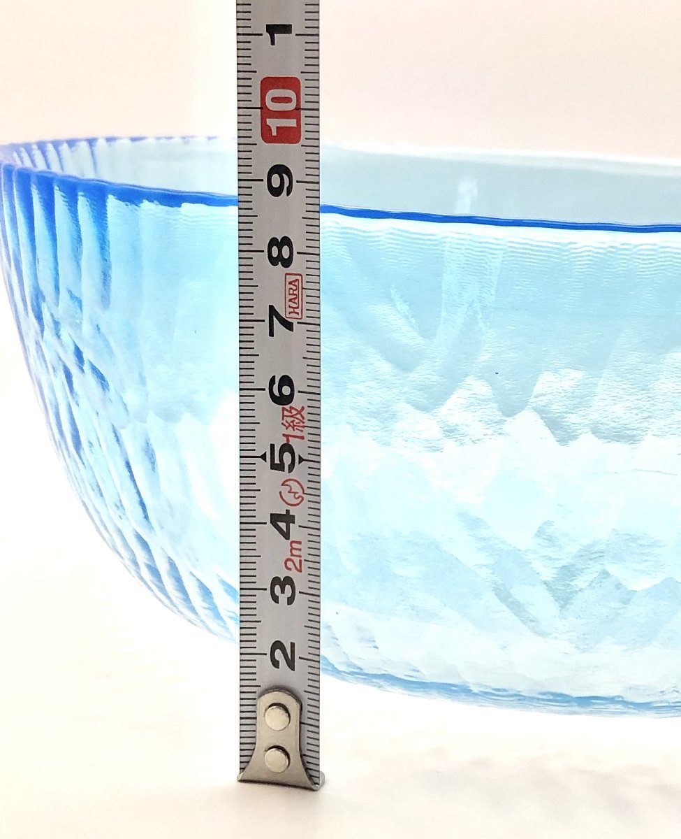 北一硝子 サラダボール／径口約22.5cm 高さ約8.5cm／青、ブルーの画像10