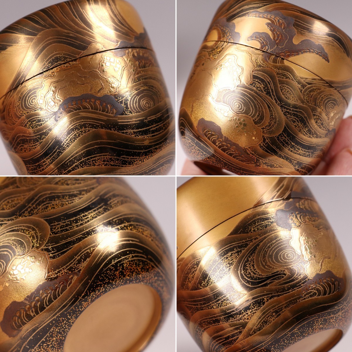 M348 茶道具 加賀蒔絵師 野村大仙 鳴門蒔絵 金地大棗 塗共箱 M348 茶道具 加賀蒔絵師 野村大仙 鳴門蒔絵 金地大棗 塗共箱