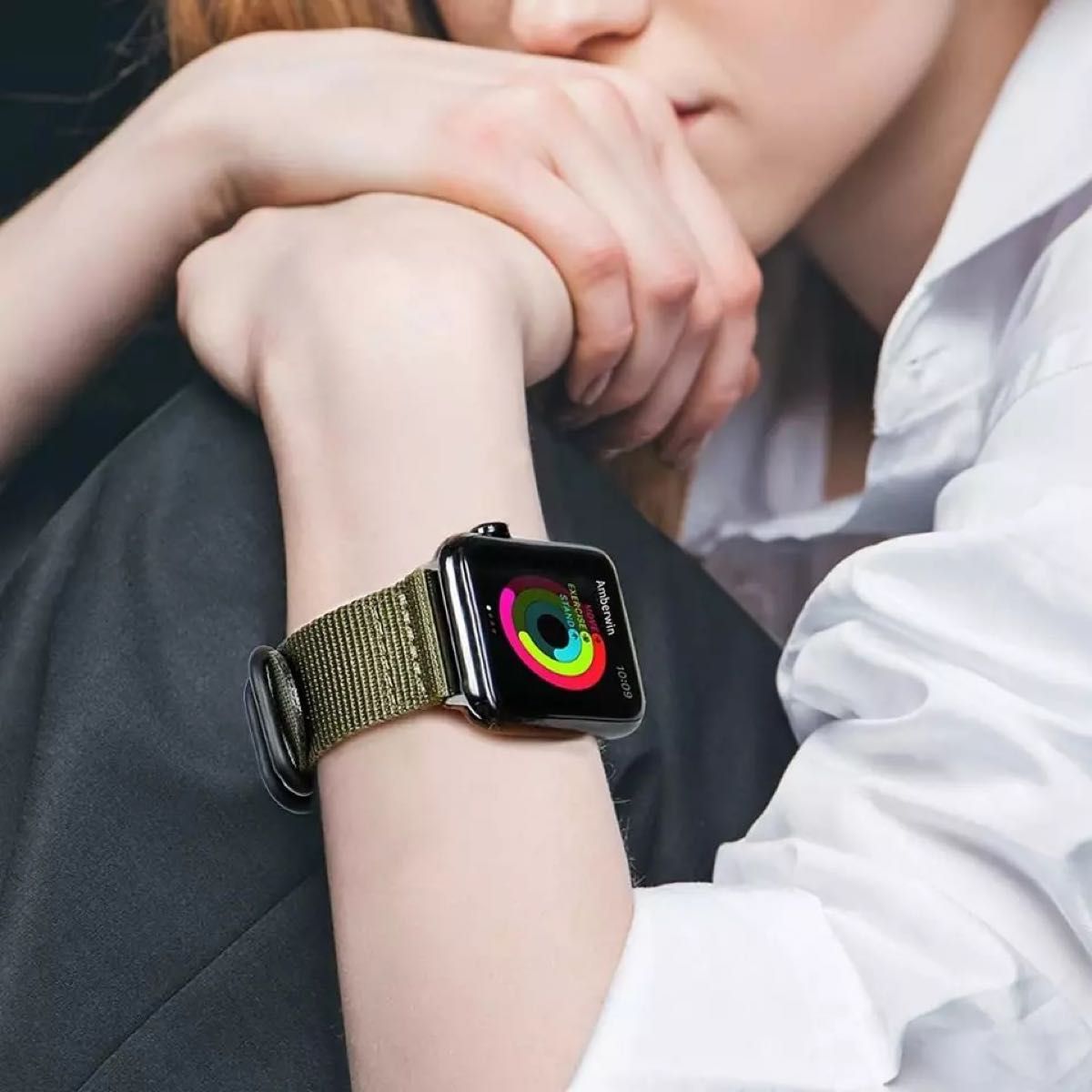 Apple Watch Bandナイロンバンド カーキ 新品38〜41mm アップル
