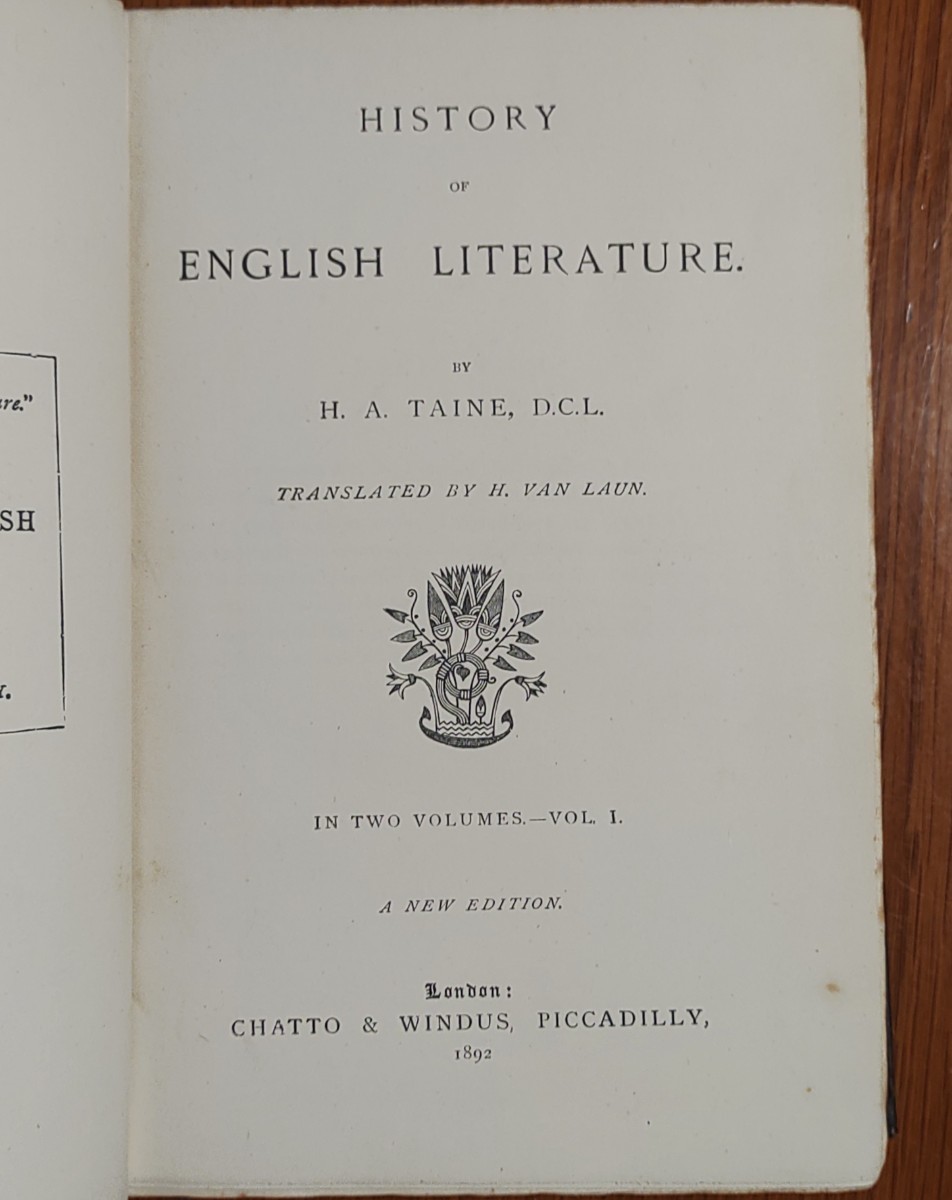 History of English Literature VOL I, H. A. TAINE_画像1