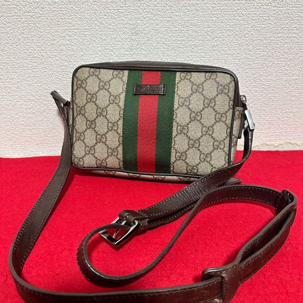 人気 GUCCI グッチ GGスプリーム シェリーライン ショルダーバッグ