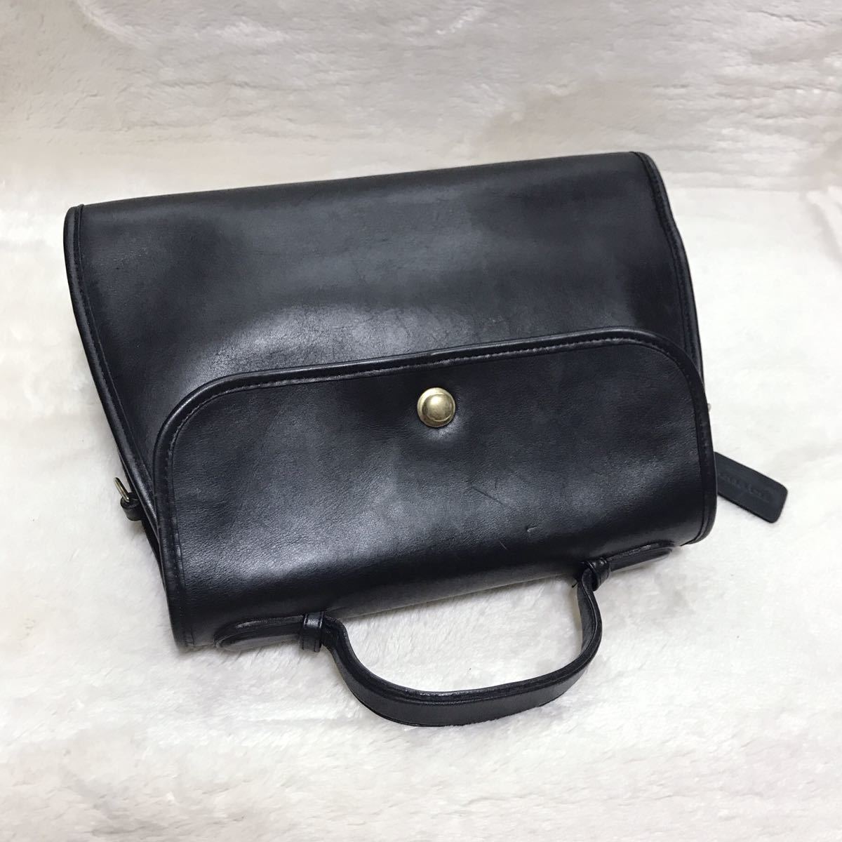 超希少 美品 オールドコーチ 2way 金ボタン ショルダーバッグ ハンドバッグ ブラック グラブタンレザー オールレザー 黒 ゴールド金具