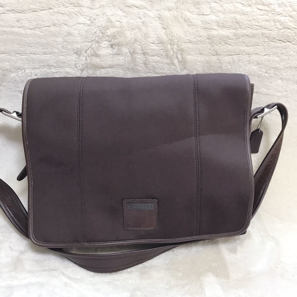  beautiful goods COACHmesenja- shoulder bag dark brown canvas Coach Cross body diagonal ..