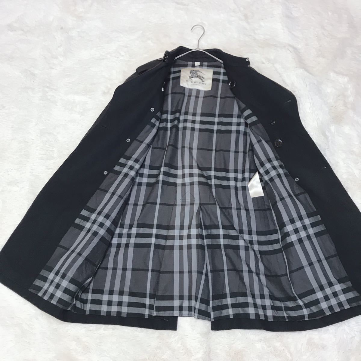 大きいサイズ BURBERRY トレンチコート メガチェック ブラック 大きいサイズ BURBERRY トレンチコート メガチェック ブラック