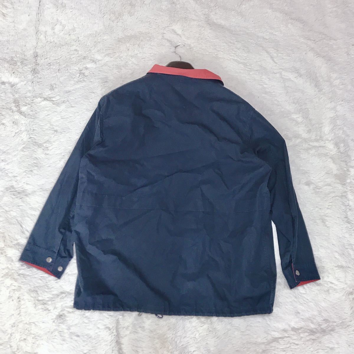  large size beautiful goods BURBERRY swing top blouson jacket Burberry XL size brand Logo silver button navy red 