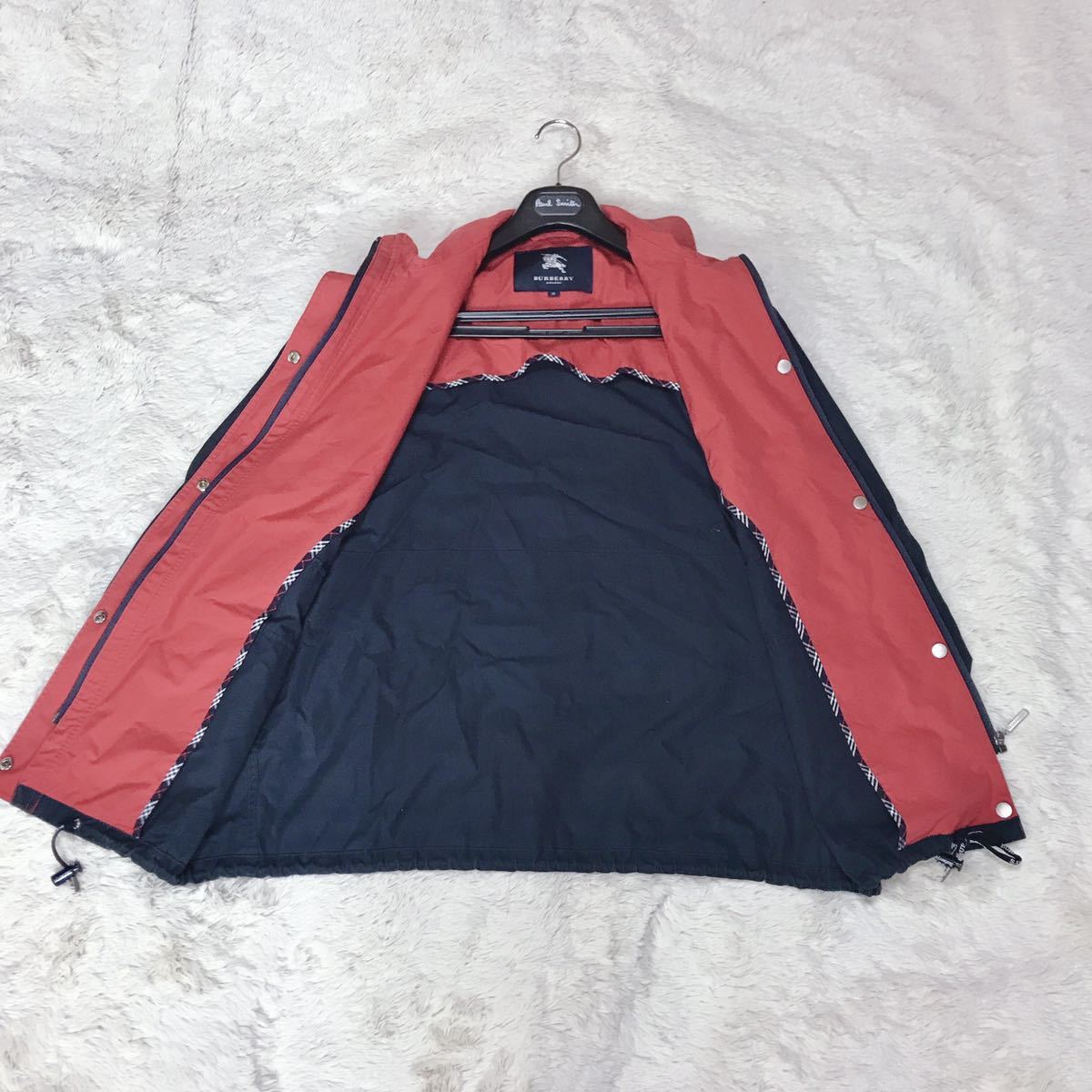  large size beautiful goods BURBERRY swing top blouson jacket Burberry XL size brand Logo silver button navy red 
