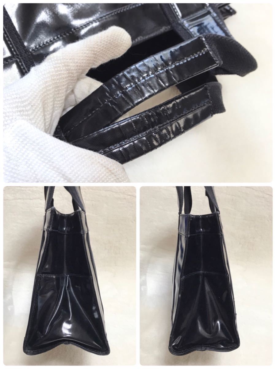 Tory Burch トートバッグ PVC エナメル ブラック ロゴ 肩掛け Tory Burch トートバッグ PVC エナメル ブラック ロゴ 肩掛け