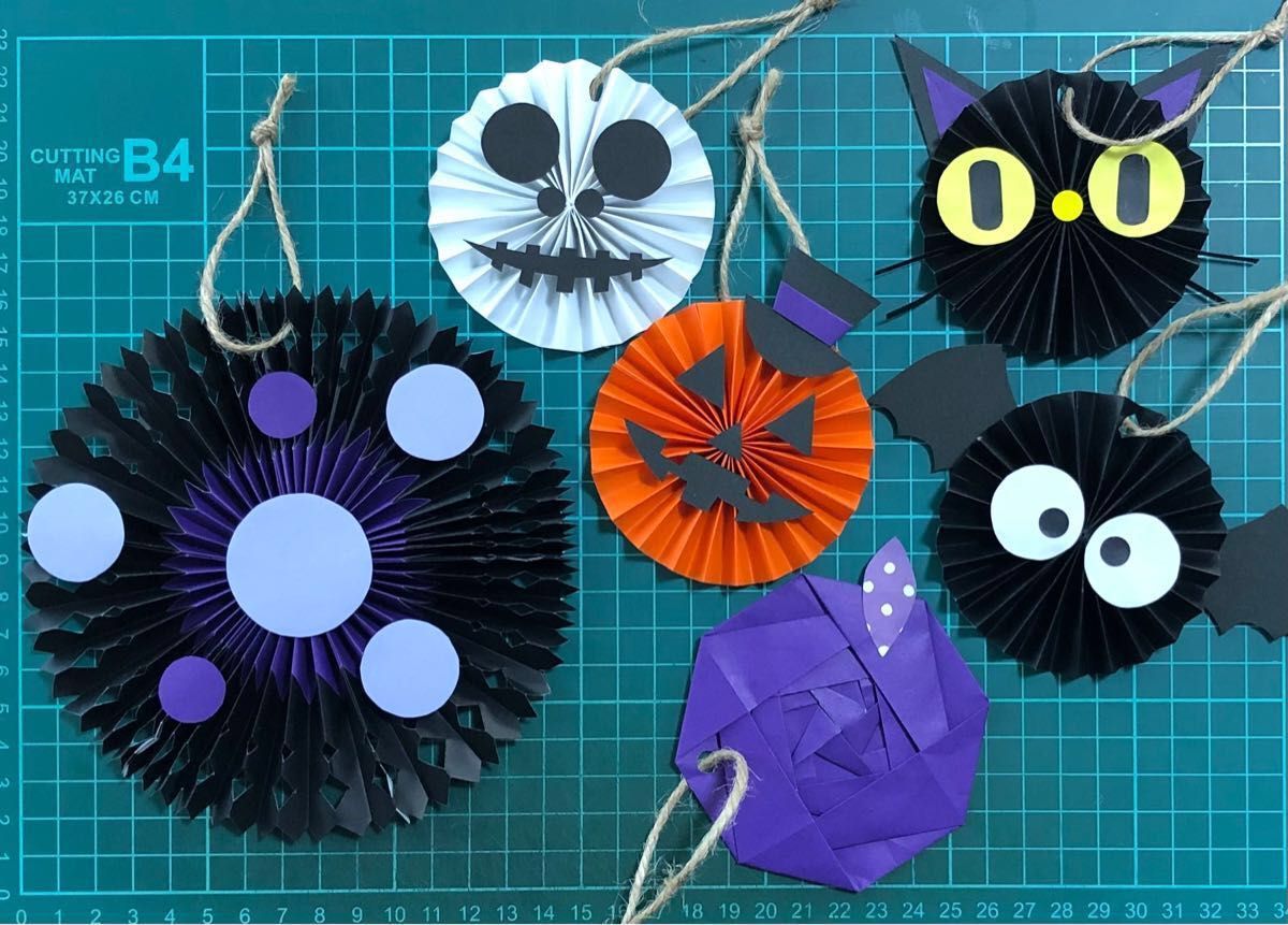折り紙ハンドメイド ハロウィン ペーパーファン ガーランド 折り紙ハンドメイド ハロウィン ペーパーファン ガーランド
