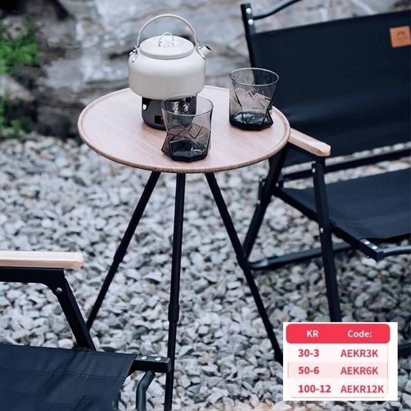 アルミ合金製 ポータブル 折りたたみ式 屋外テーブル 3本足 丸いテーブル ピクニック ハイキング用 ポータブ