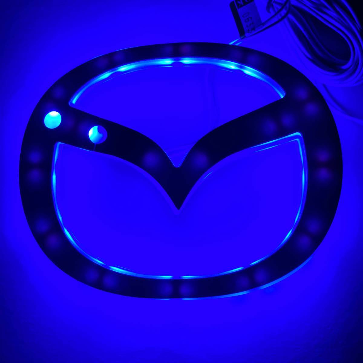  Mazda LED emblem plate ornament blue front grille rear garnish 125mm × 100mm × 6mm