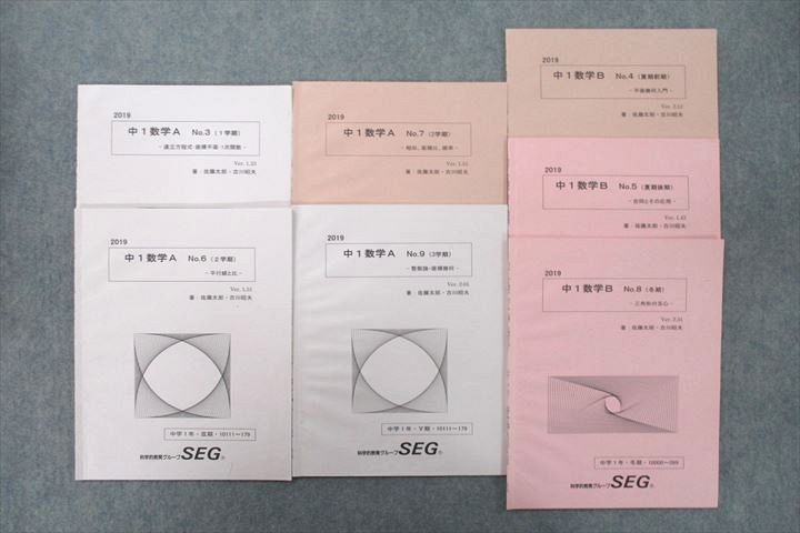 見事な創造力 UX25-095 SEG 中1 数学A No.3/6/7/9/数学B No.4/5/8 テキスト通年セット 2019 計7冊 28 S0D 数学