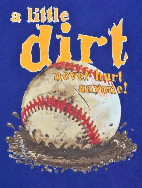 2000sUSA古着 Prospirit 野球ボール Dirt Tシャツ sizeユースL XS相当 紺 ネイビー ベースボール スポーツ 雰囲気 アメリカ 2000年代 Y2K_画像2