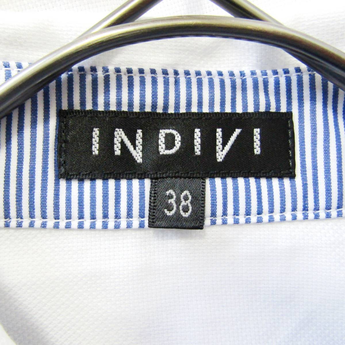 INDIVI　インディヴィ　ボーダーポイントデザインワイシャツ_画像7