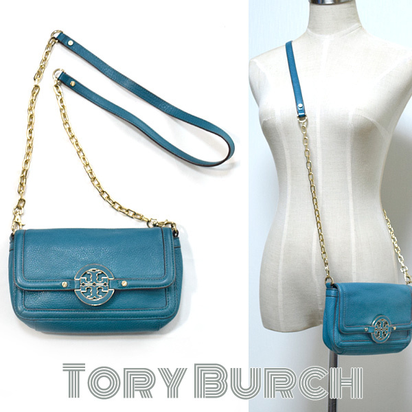 割引クーポン Tory Burch□ロゴ金具斜めがけチェーンショルダーバッグ