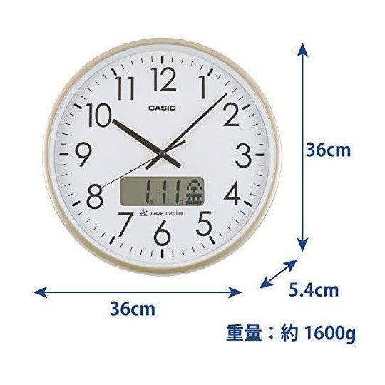 CASIO(カシオ) 掛け時計 アナログ 新品 時報 カレンダー 電波 ゴールド 直径36cm 未使用品 プログラム IC-2100J-9JF_画像7