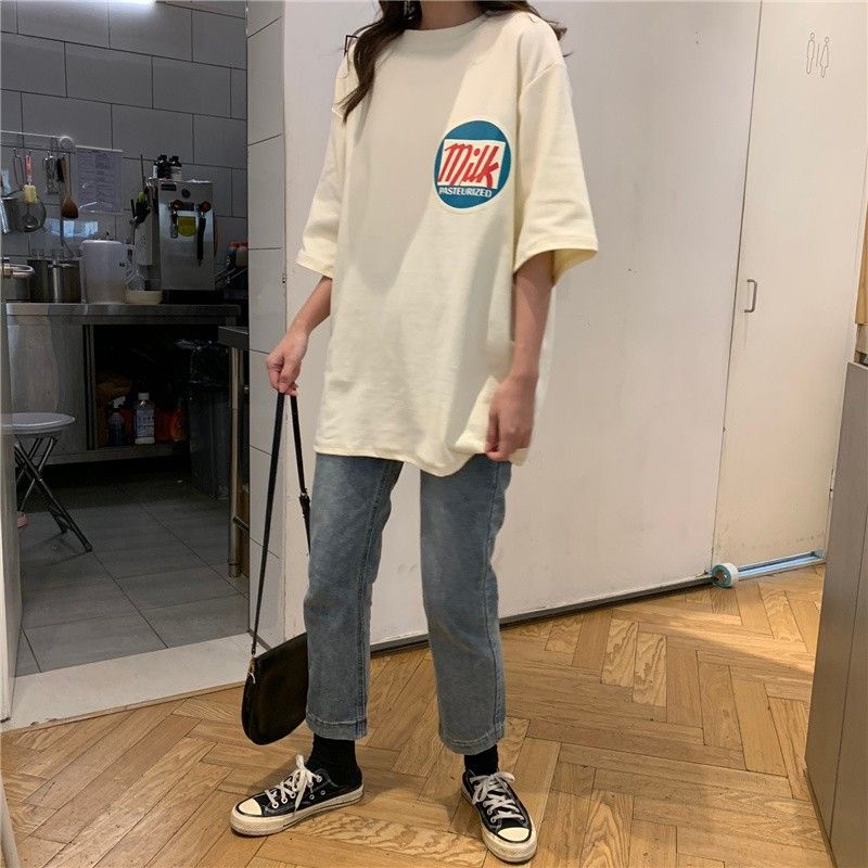 Milk　ビックシルエットＴシャツ　XL ホワイト　白　ロゴＴシャツ　半袖Ｔシャツ