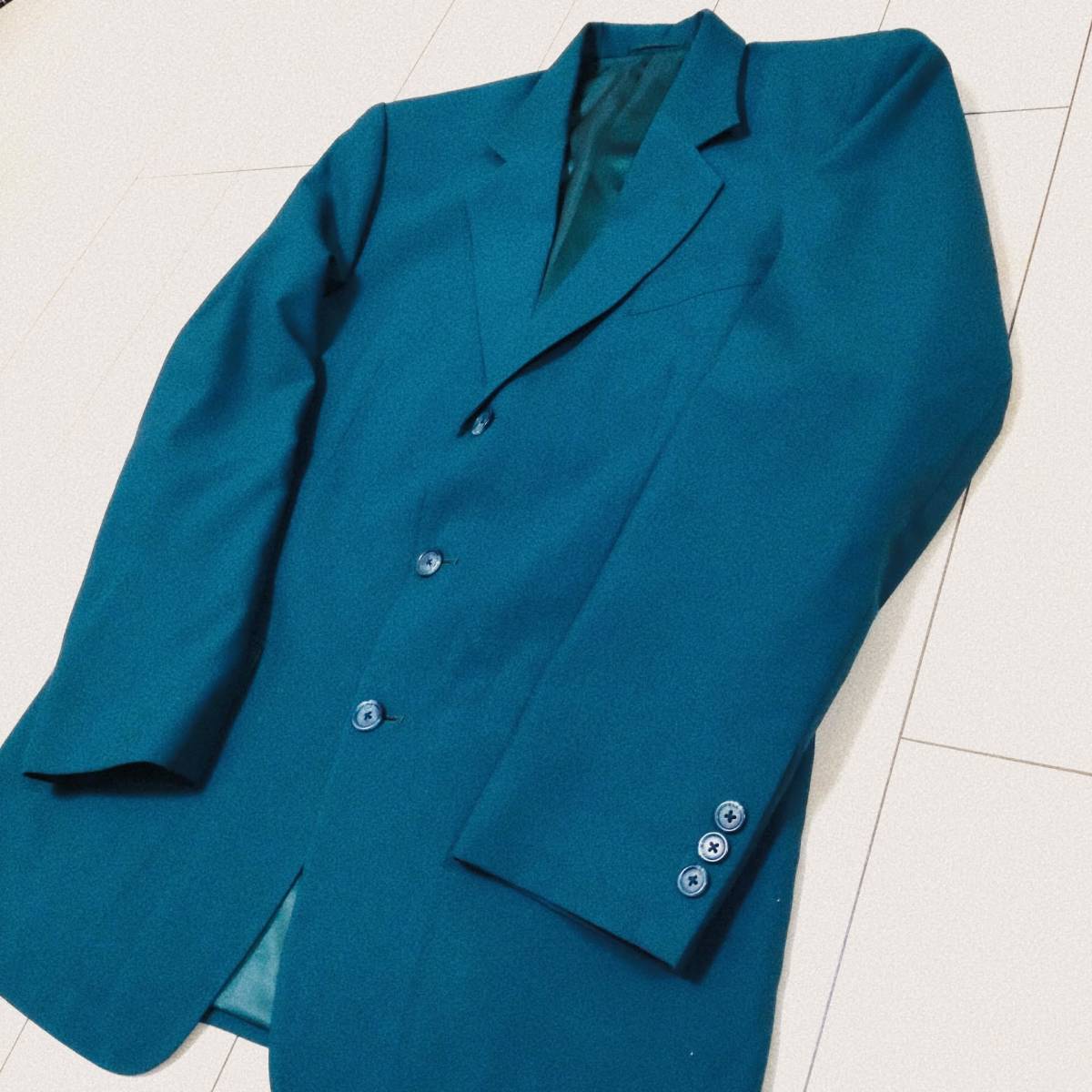品質保証付き 極美品! 90s GREEN 3peace setup suit Vintage