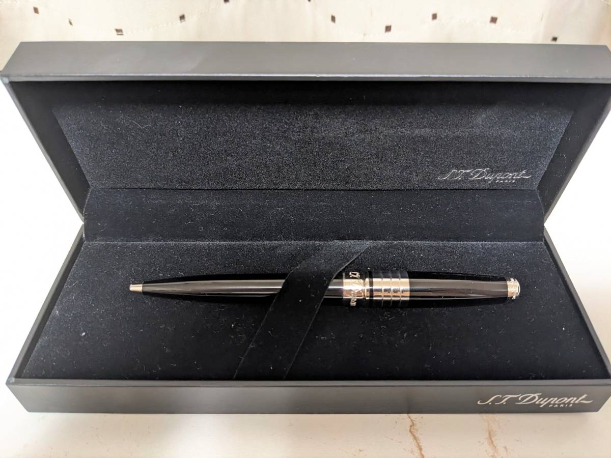 新品同様品 レア S.T.Dupont デュポン オランピオ メタルリング ツイスト式 ボールペン 筆記用具 ブラック
