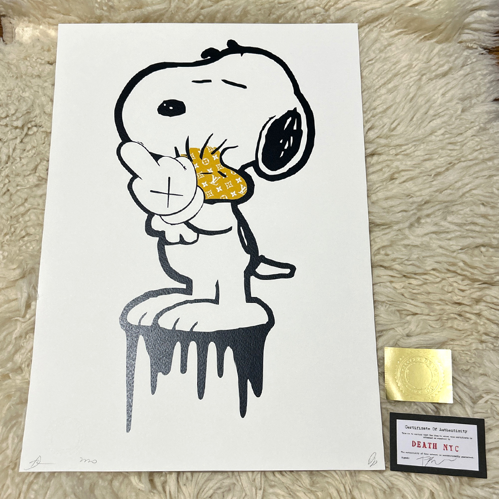 worldwide limitation 100 sheets DEATH NYC Snoopy SNOOPY Louis Vuitton  LOUISVUITTON BBQ pop art PEANUTS art poster present-day art KAWS Banksy:  Real Yahoo auction salling