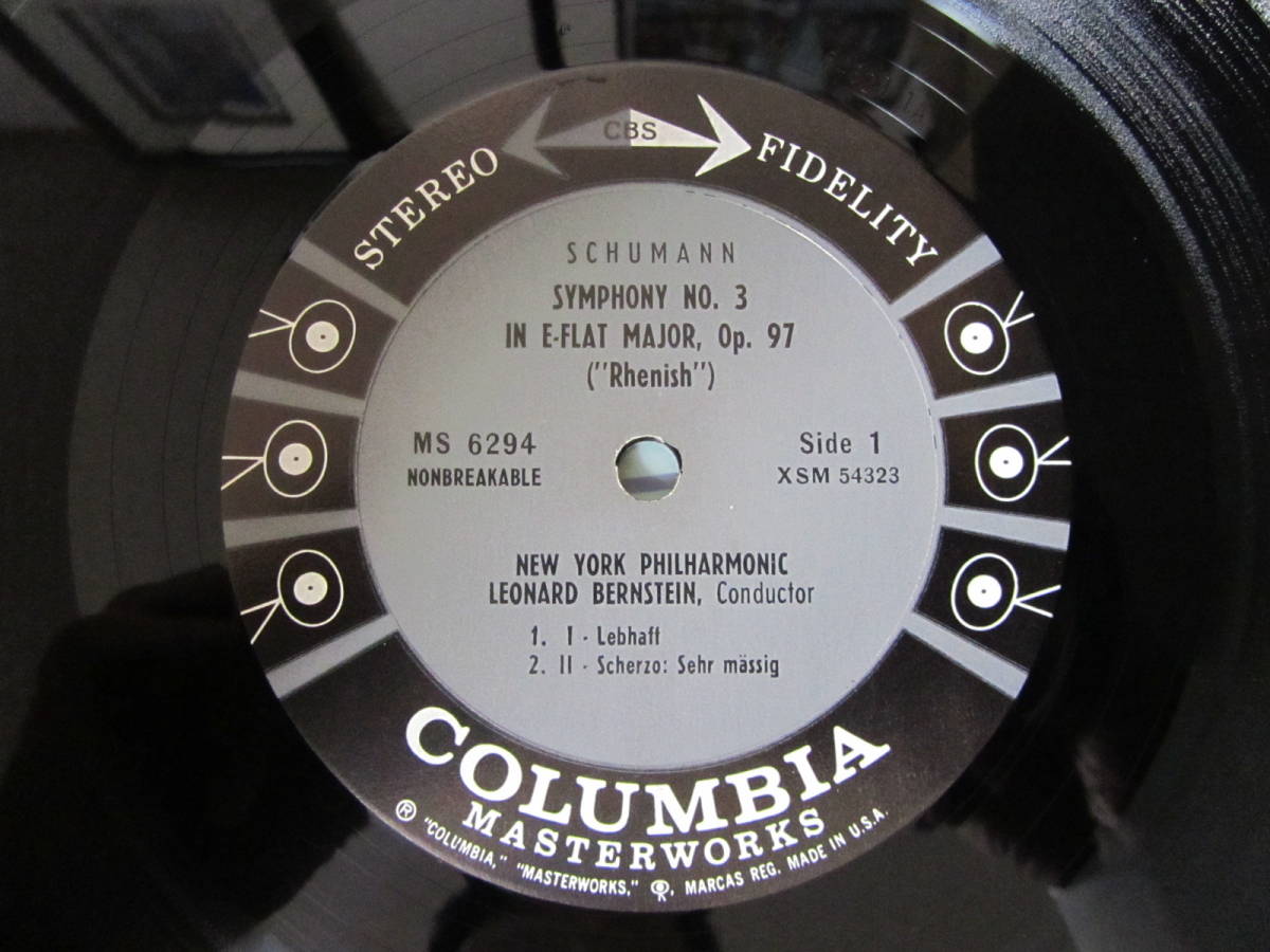 シューマン 交響曲第3番「ライン」 米COLUMBIA 6EYES MS6294 バーンスタイン ニューヨーク・フィル_画像3