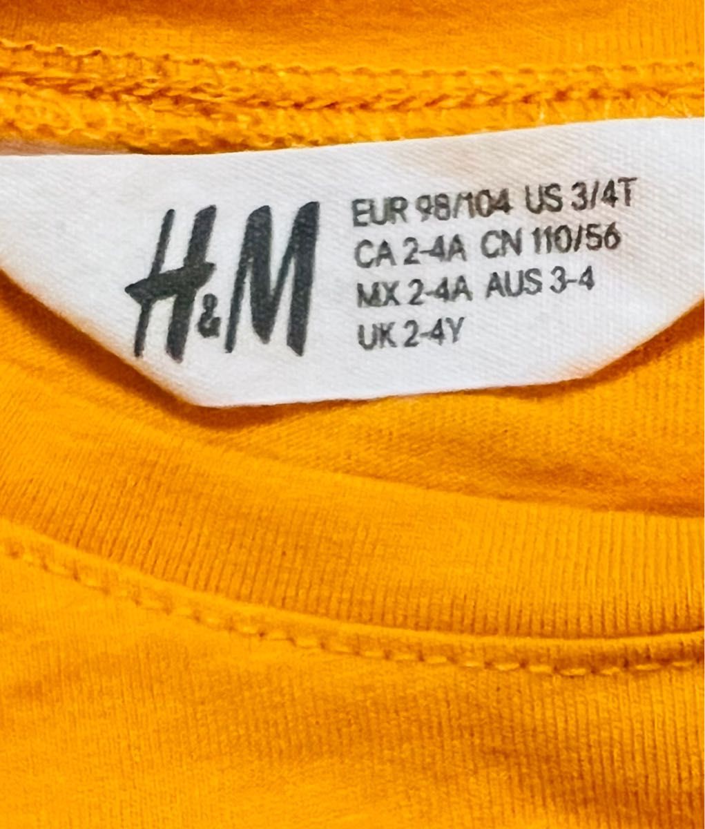 H&M キッズＴシャツ 無地 オレンジ フリル 子供 半袖 ハロウィン100cm 女の子 かぼちゃ カボチャ パンプキン