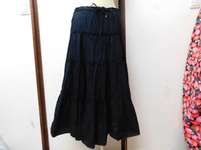 z59 iiMK 4 step gya The - frill. wide ... exist black skirt size 38 lady's 