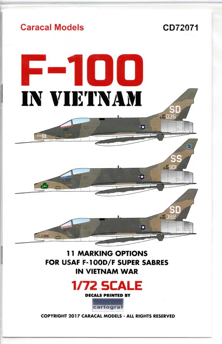 1/72 Caracal Models カラカルモデルスデカール CD72071: USAF F-100 in Vietnamの画像1