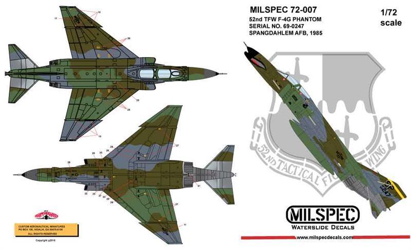 1/72 MILSPEC　ミルスペック デカール　 ML 72-007 F-4G PHANTOM, 52nd TFW SPANGDAHLEM AB,1985_画像4