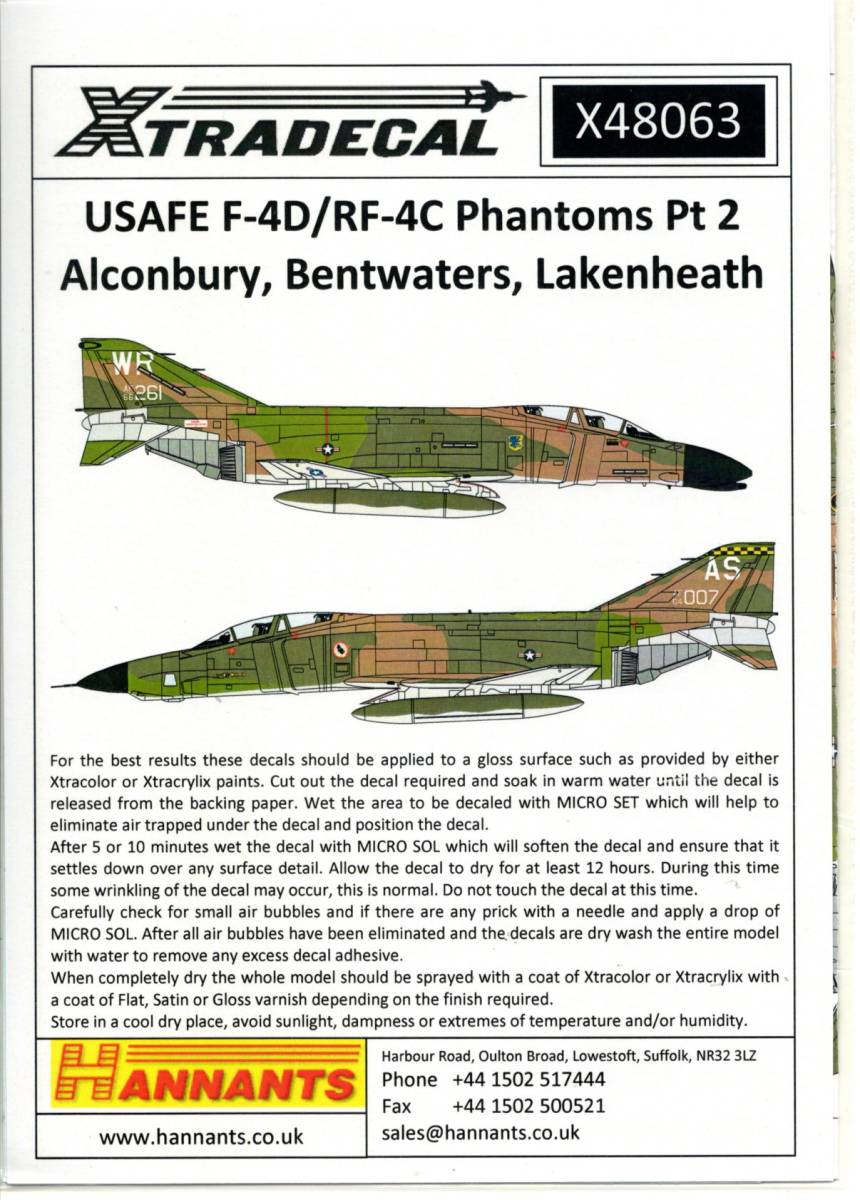 1/48　エクストラデカール　X48063　USAFE McDonnell F-4D Phantom and McDonnell RF-4C Phantoms in England Part 2 _画像1