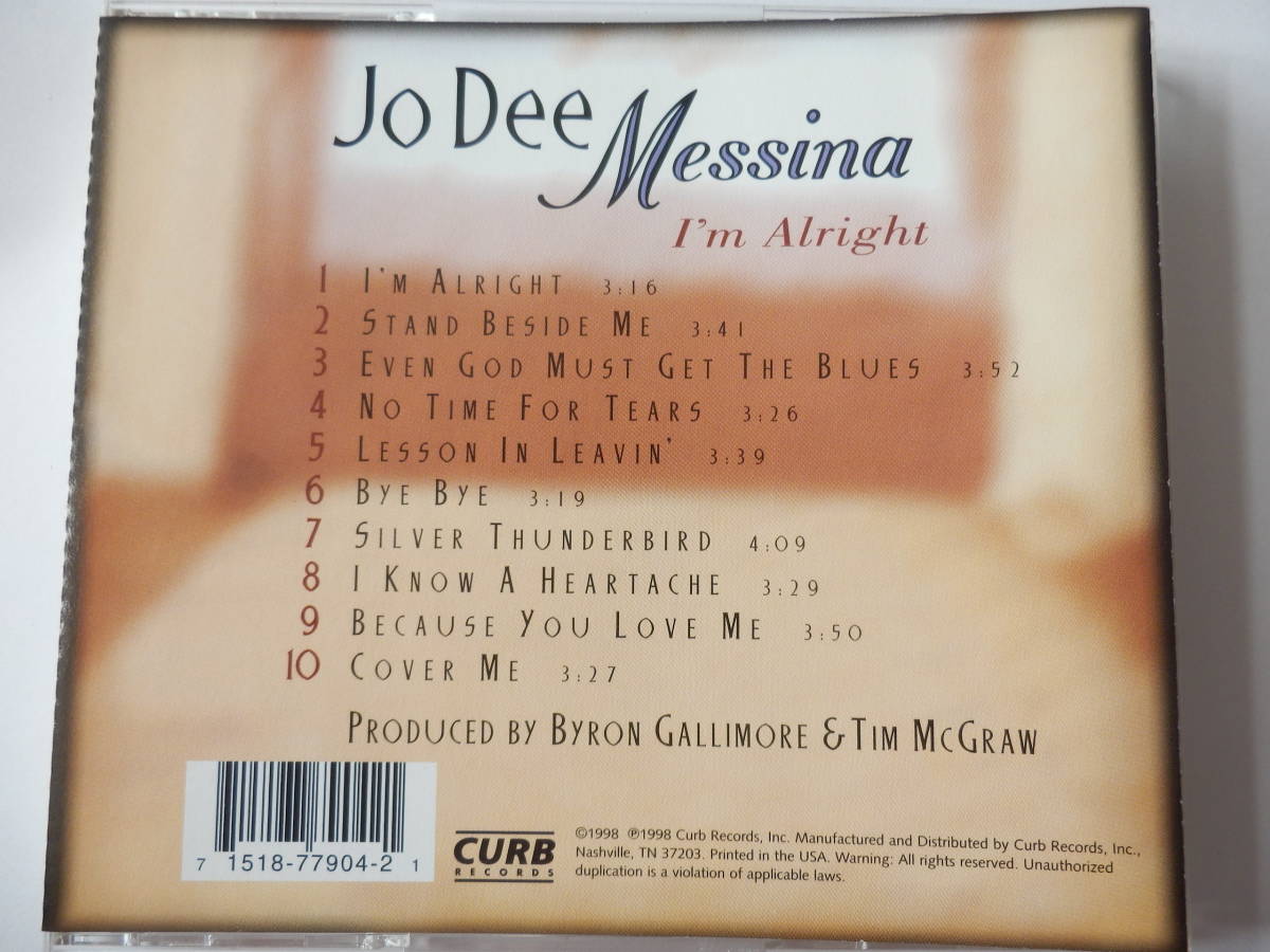 CD/US:カントリー- ジョ.ディ.メッシーナ/Jo Dee Messina - I'm Alright/I'm Alright:Jo Dee/Stand Beside Me:Jo Dee/Lesson In Leavin'_画像2
