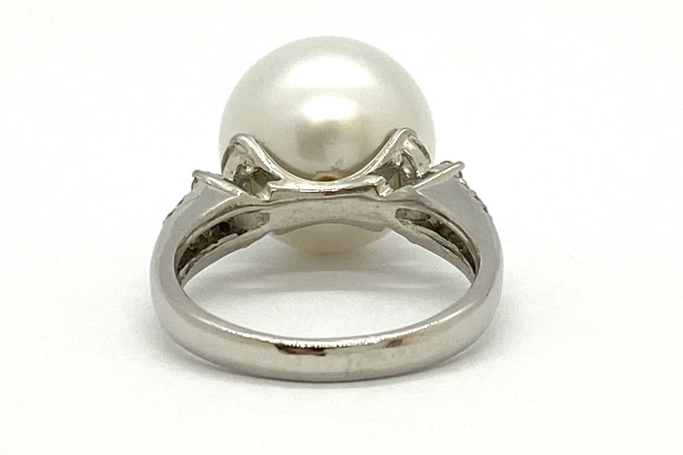 South Sea Pearl Pt900 White Butterfly pearl diamond ring NO.121844