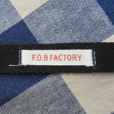 X611★F.O.B FACTORY チェック柄 ハーフパンツ メンズM 青×生成★A_画像4