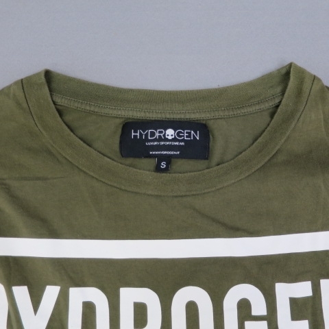 W921★HYDROGEN ハイドロゲン　ロゴ　半袖Ｔシャツ　S カーキ★A_画像3