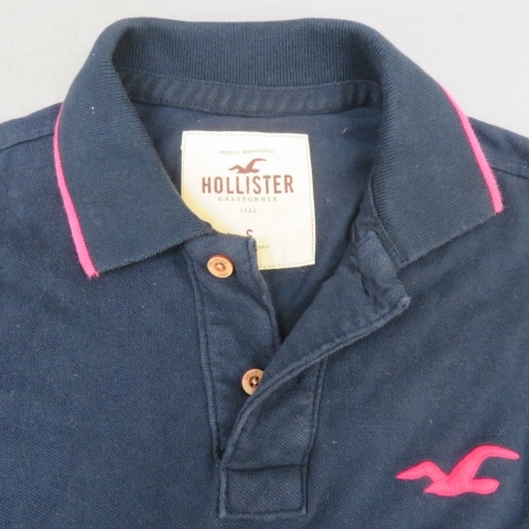 Y021★HOLLISTER/ホリスター 半袖ポロシャツ メンズSネイビー★A_画像5