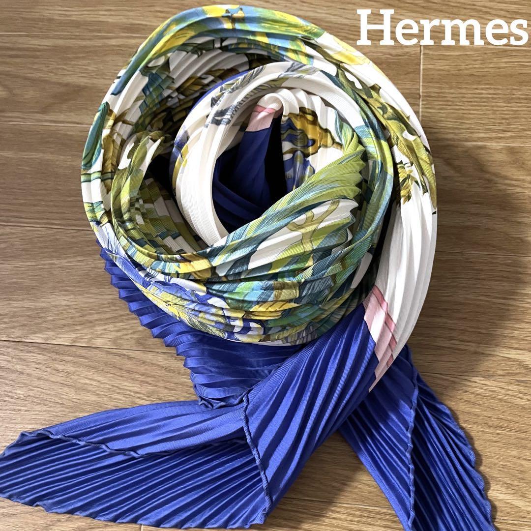 料無料 HERMES エルメス プリーツ スカーフ【未使用 美品】 | ftp